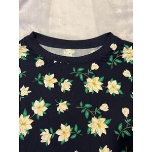 DJ Draper James Navy Magnolia Long Sleeve Crew Neck Sz XL Buttery Soft